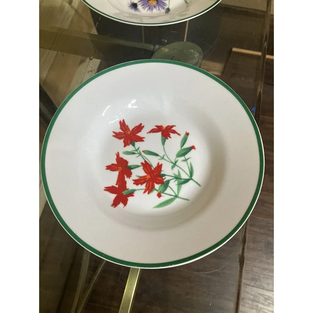 National Wildlife Federation Cereal Salad Bowl White Colorful Flowers Set Of 4